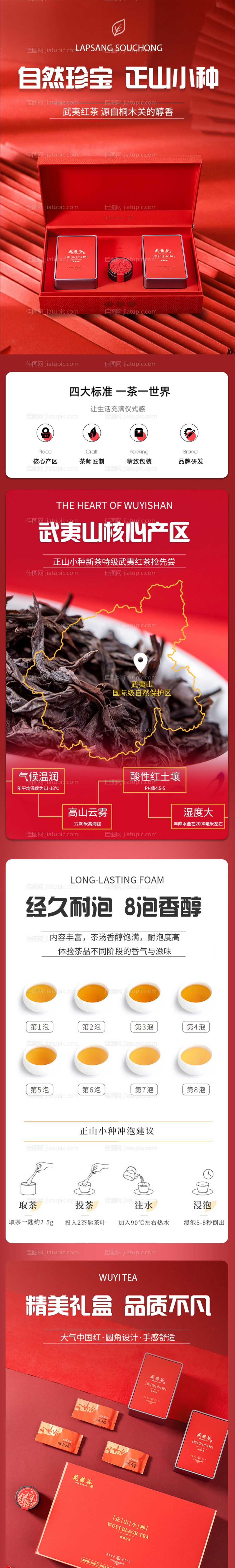 红色国风茶叶礼盒详情页-源文件