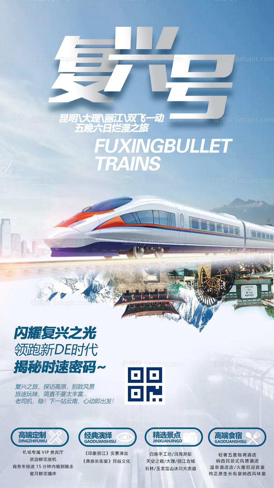 复兴号高铁创意云南旅游海报-源文件